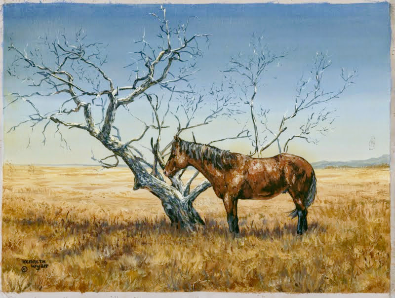Wyatt horse by lone tree painting